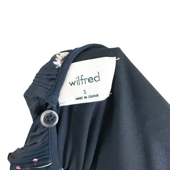 Aritzia Wilfred Black/Pink Floral Print Long Sleeve Pleated Mini Dress Sz Small - Picture 7 of 9